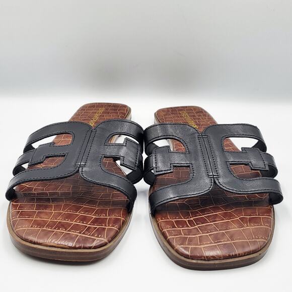 DREAM PAIRS Black Slip-on Slides Open Toe Dressy Flat Sandals Women's Size 11 - Picture 4 of 8